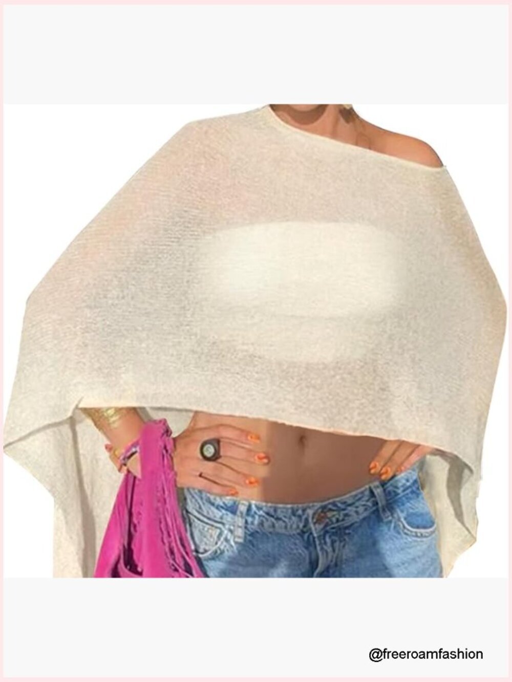 Sheer Crochet Poncho Sweater Top Beach Cover Up